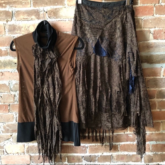 Marie Saint Pierre Dresses & Skirts - Marie Saint Pierre Ruffle Lace Top & Skirt Set